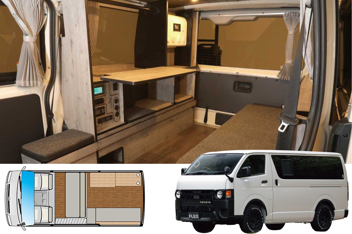 ハイエースが居心地のいいカフェのような空間 に！FLEX「WoodRim